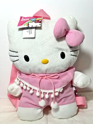 Новый с Ярлыками Sanrio Hello Kitty плюшевый рюкзак набивка Pom девочек 12» милый белый и розовый - Изображение 1 из 4