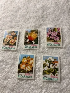 NICARAGUA.(-1974-)-Sc.#932-936-FLOWERS,SET-x 5-Stamps -MNH#346 - Picture 1 of 3