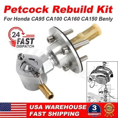 For Honda Fuel Petcock Dream Benly CA95 CA160 CA150 CA92 CA 150 160 Gas Tank US - Image 1 of 4