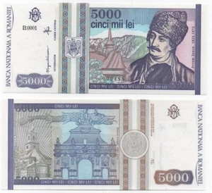 Romania - 5000 Lei 1993 UNC Pick 104a Lemberg-Zp - Picture 1 of 1