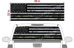 Distressed American Flag Camo Line See Thru Window Wrap decal sticker 22x68" - Picture 1 of 2