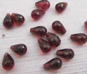 8X5MM Natural Garnet Loose Facet Briolette Tear Drops Half Drilled Hole 2 pcs - Picture 1 of 5