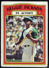 1972 Topps Baseball Card #436 Reggie Jackson In Action IA HOF Oakland A's GD *a