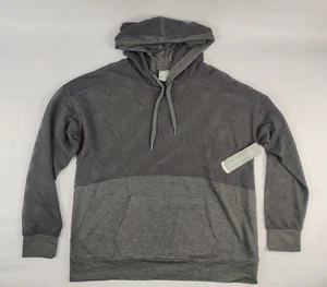 Daisy Fuentes Fit Size Large Black Gray Hooded Top Mesh Long Sleeve Pull Over - Picture 1 of 12