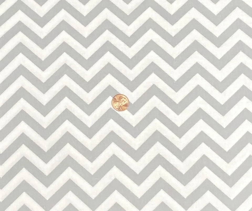 Small Gray Chevron Cotton Fabric, Zigzag Quilting Fabric, By the Half Yard - Image 1 of 1