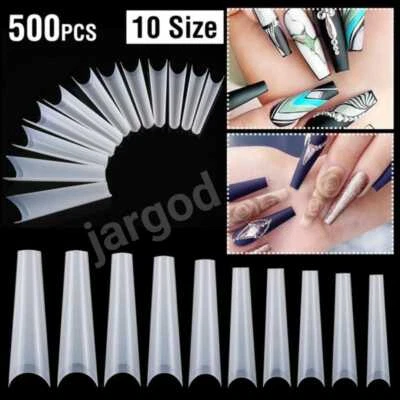 500pcs XXL Flat French Coffin Half Cover False Fake Nail tips  - Image 1 of 4