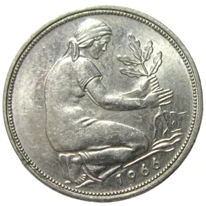 GERMANY, FEDERAL REPUBLIC. 50 PFENNIG, 1966 D. - Picture 1 of 2