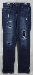 Aeropostale Blue Cotton Distressed Rip & Repair Stretch Skinny Jeans SZ 10 EUC - Bild 1 von 9