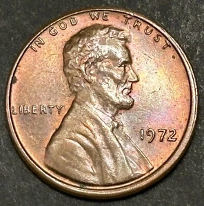1972-P LINCOLN MEMORIAL CENT - LIGHTLY TONED COIN - Picture 1 of 2