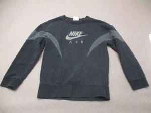 NIKE AIR Size S Boys Black Cotton Blend Crew Neck Warm Athletic Sweatshirt 234 - Picture 1 of 6