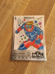 2020 2021 MARVEL X-MEN METAL UNIVERSE 1/1 SKETCH CARD SPEEDBALL ARTIST KUROBHIE - Picture 1 of 2