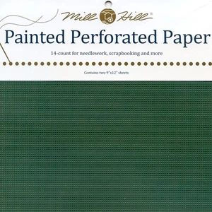 Holly Green Painted Perforated Paper Mill Hill 14 Count 9x12 Inches - Picture 1 of 2