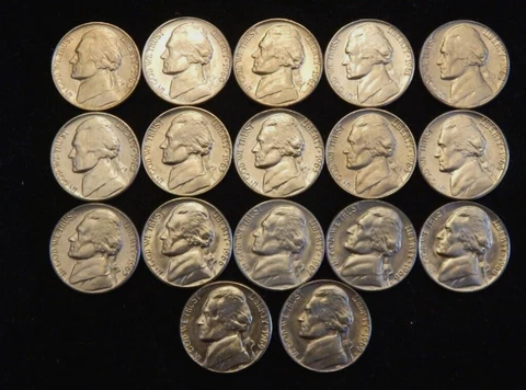 1960 - 1969 BU  P, D & S Jefferson Nickel Set  Run 17 Coins Cover