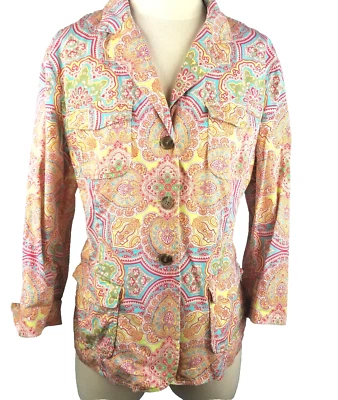 Chaqueta Charter Club XL cachemira colorida estilo safari para mujer Foto 1 de 4