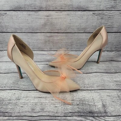 BETSEY JOHNSON Mujer Susan Rosa Zapatos de salón D'Orsay Malla Lazo Satinado Talla 6 M Foto 1 de 4