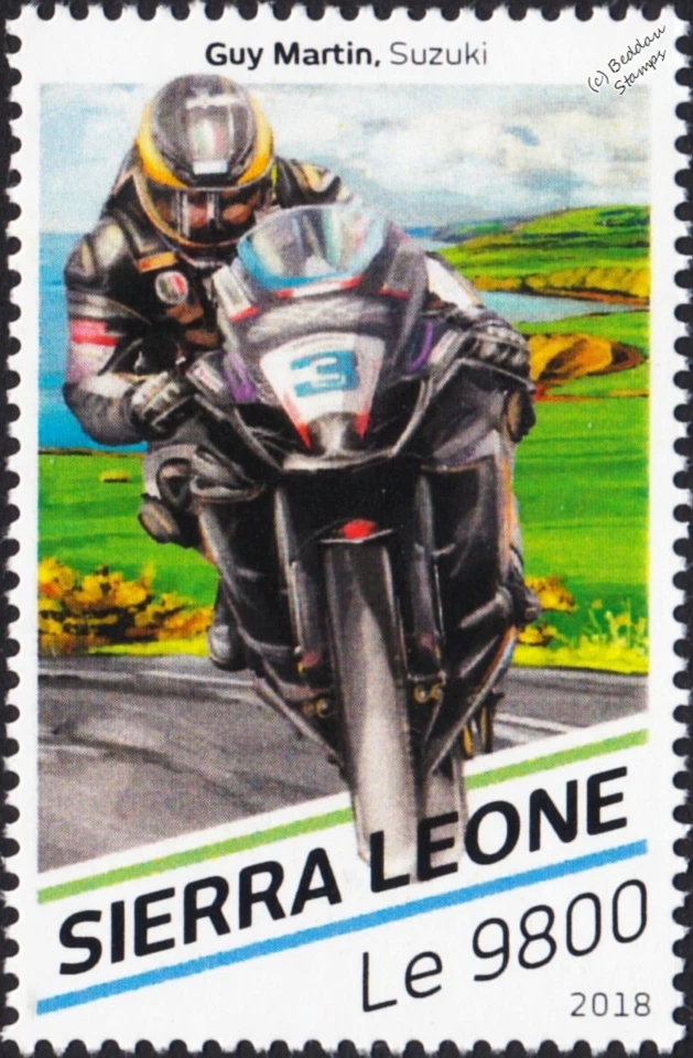GUY MARTIN & SUZUKI Superbike Isle of Man TT Motorcycle Racer Stamp (2018) - Image 1 of 1