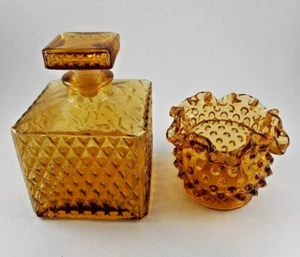 1970 Braunglas Flasche und Vase Deko - Bild 1 von 7