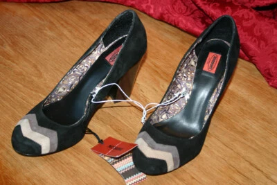 Zapatos Missoni Target~REBAJADOS~Nuevos~Tacón de madera de corteza de gamuza~Zig Zag~TALLA 8,5 NUEVOS CON ETIQUETAS GRATIS H Foto 1 de 4