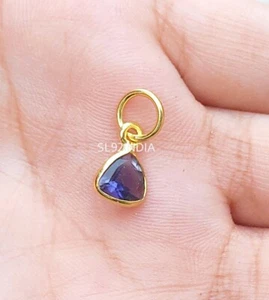 Natural Tanzanite Charm ,18k Solid Gold Charm ,Gemstone Handmade Charm Pendant - Picture 1 of 4