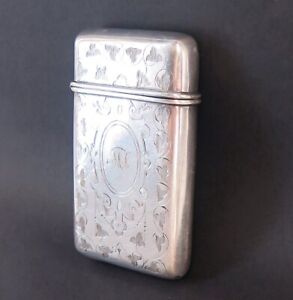 Decoratively Etched Early 1800s American Silver Calling Card Case