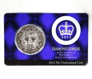 AUSTRALIA 2012 DIAMOND JUBILEE Queen Elizabeth II UNC 50C 50 Cents Mint Coin - Picture 1 of 2