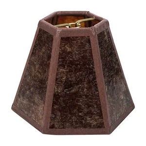 Upgradelights Mica 6 Inch Craftsman Style Hex Clip On Chandelier Lampshade in Am - Picture 1 of 4