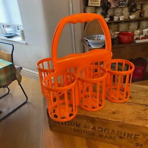 Vintage Orange Plastic Milk / Wine Bottle Holder / Carrier – Great Colour! - Picture 1 of 5