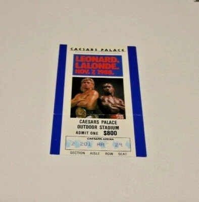 LALONDE / SUGAR RAY LEONARD 1988 TICKET STUB BOXING TICKET CAESARS PALACE RARE - Image 1 of 3