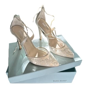 Bella Belle Anita elfenbeinfarbene 7 1/2 Damen-Heels aus Seide authentisch - Bild 1 von 5