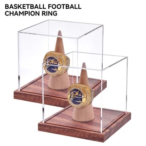 Basketballring-Vitrine – 1 Ring, Holzsockel, Klare Acrylabdeckung - Bild 1 von 8