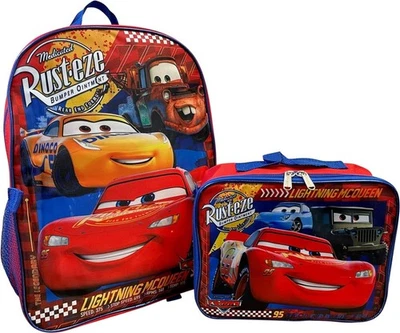 Disney Cars Lightning McQueen School Backpack Lunch Bag Set Kids Boys Girls Gift - Image 1 of 4