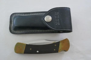 Vintage Buck 110 Knife 3 Dot w/ Leather Holder - Picture 1 of 13
