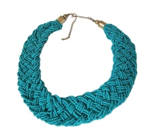 Bohemian Aqua Glas Samen Perlen geflochten Halsband Halskette  - Bild 1 von 7