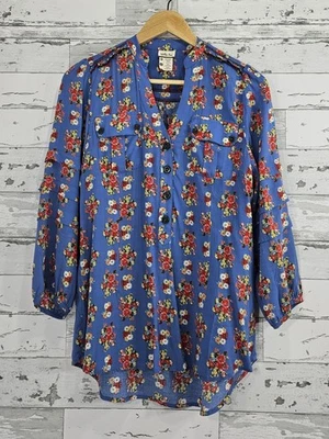 Matilda Jane Azul Floral Mangas 3/4 Volantes Boho Mujer Pequeño Foto 1 de 4