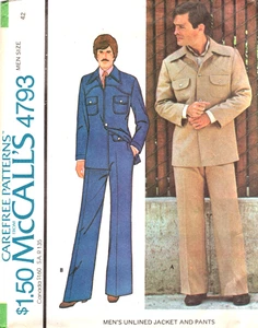 Men's Leisure Suit McCalls Sewing Pattern 4793 Size 42 Vintage 1975 UNCUT - Picture 1 of 2