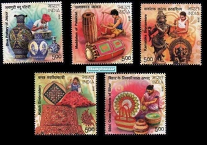 India 2018 Geographical Indication Handicrafts Arts Music Stamps set 5v MNH - Picture 1 of 6