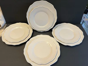 SHABBY CHIC MELAMINE White 10 1/2” Dinner (4) + 8 1/2” Lunch Plates (4) Lot Of 8 - Picture 1 of 4