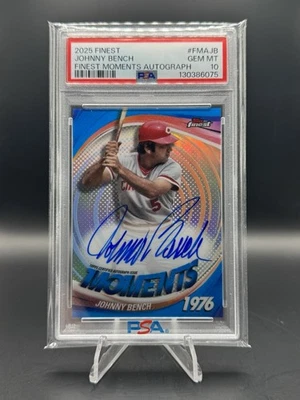 Autógrafos Topps Finest 2025 - Finest Moments Johnny Bench FMAJB PSA 10 - Pop 1 Foto 1 de 4