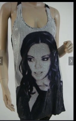 Vestido sin mangas marca Madonna negro/XL retro estampado de lentejuelas cara de mujer” Foto 1 de 4