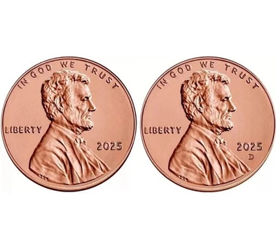 2025 P and D Lincoln Shield Cent Uncirculated US Mint 2 Coin Set - Image 1 of 2