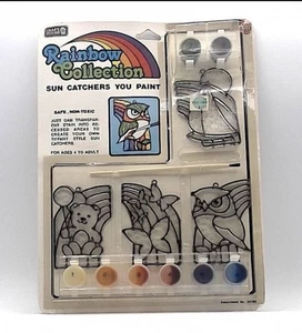 Vintage NOS SunCatcher Kit Craft House Rainbow Collection Owl Boat Bear Paint - Bild 1 von 2