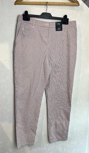 New Ladies Marks & Spencer Collection Mid Rise Chinos Pink Blue Pinstripe Stripe - Picture 1 of 5