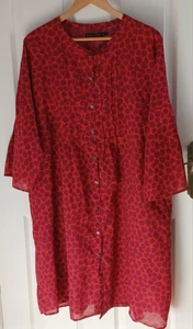 Vestido túnica Gudrun Sjödén talla XXL 100 % algodón orgánico púrpura y rojo bolsillos  - Imagen 1 de 8