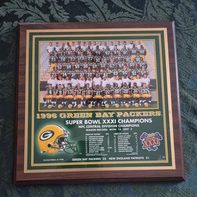 Placa de campeones del Super Bowl XXXI 1996 Green Bay Packers, 12x12, como nueva Foto 1 de 4