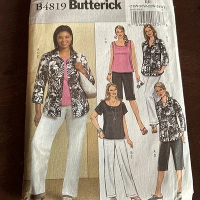 butterick patterns B4819 Women’s Shirt, Tops, Shorts, Pants Sz 18W-20W-22W-24W - Image 1 of 4