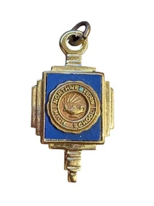 Vintage Northwestern High School Gold Tone Genius Lamp Charm Pendant Award 1" - Picture 1 of 7