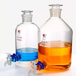 Glass Reagent Bottles 2500ml 5000ml Amber Transparent with Glass Pistons au - Picture 1 of 10