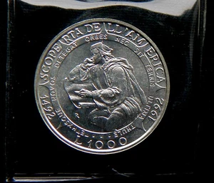 1992 SAN MARINO rare silver coin 1000 Lire UNC GEM COLUMBUS Discovery of America - Picture 1 of 2