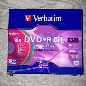 Pack of 5 x VERBATIM AZO DVD+R Double Layer 8x / 8.5GB / 240min Blank Discs. - Bild 1 von 3
