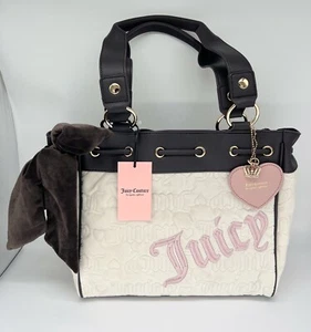 NEW Juicy Couture Vintage Dreams Tote Bag Purse Daydreamer Pink Brown Cream - Picture 1 of 7